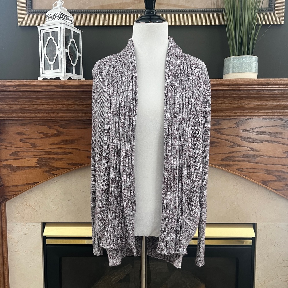 Roxy Women's Marled Purple and White Open Front Cardigan Size‎ Small